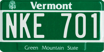 VT license plate NKE701