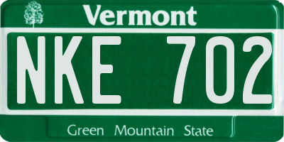 VT license plate NKE702