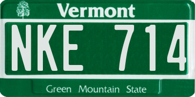 VT license plate NKE714