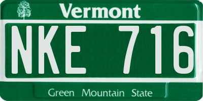 VT license plate NKE716