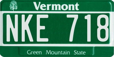 VT license plate NKE718