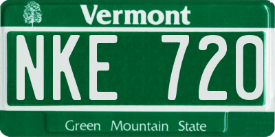 VT license plate NKE720