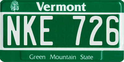 VT license plate NKE726