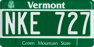 VT license plate NKE727