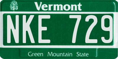 VT license plate NKE729
