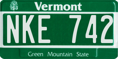 VT license plate NKE742