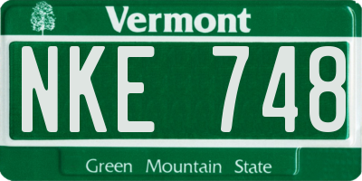 VT license plate NKE748
