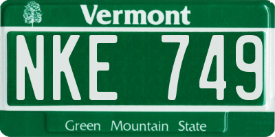 VT license plate NKE749