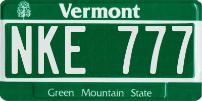 VT license plate NKE777