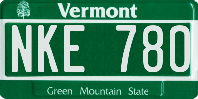 VT license plate NKE780