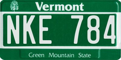 VT license plate NKE784