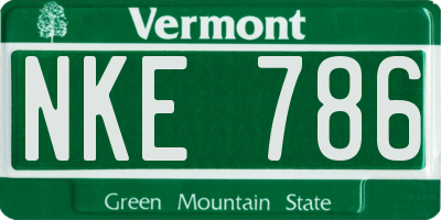 VT license plate NKE786