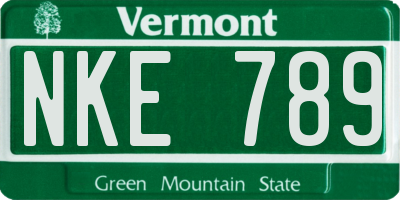 VT license plate NKE789