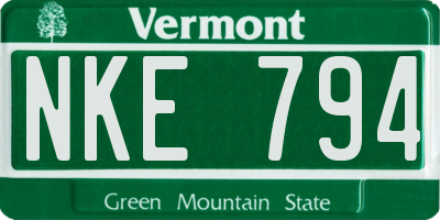 VT license plate NKE794