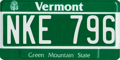 VT license plate NKE796