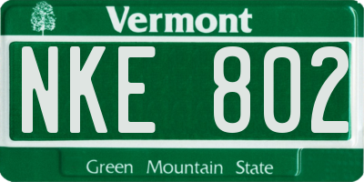 VT license plate NKE802