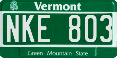 VT license plate NKE803