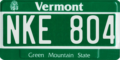 VT license plate NKE804