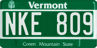 VT license plate NKE809