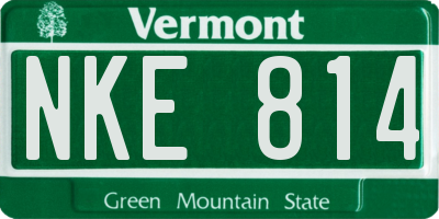 VT license plate NKE814