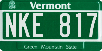 VT license plate NKE817