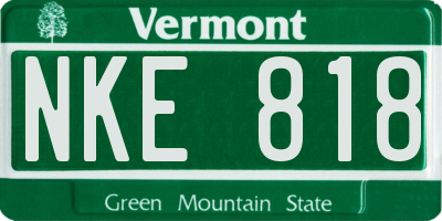 VT license plate NKE818