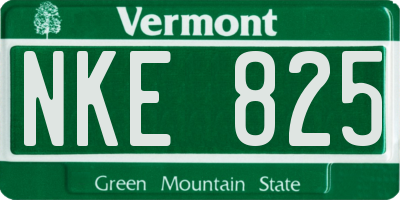 VT license plate NKE825