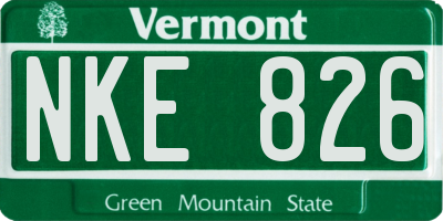 VT license plate NKE826