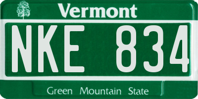 VT license plate NKE834