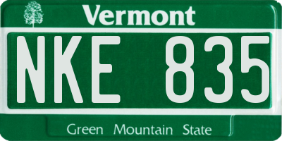 VT license plate NKE835