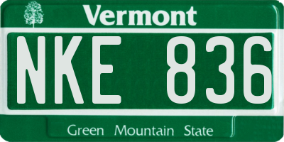 VT license plate NKE836
