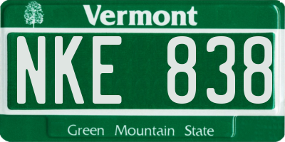 VT license plate NKE838