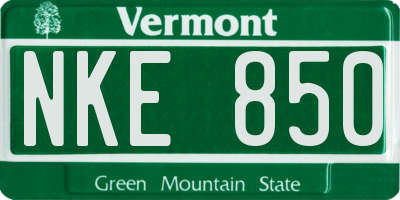 VT license plate NKE850