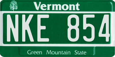 VT license plate NKE854