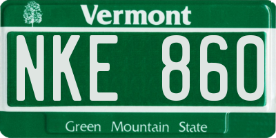 VT license plate NKE860