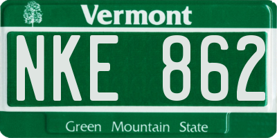 VT license plate NKE862