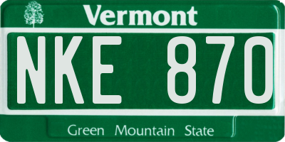 VT license plate NKE870