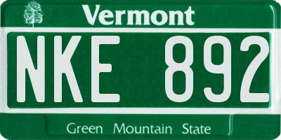 VT license plate NKE892