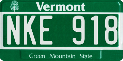 VT license plate NKE918