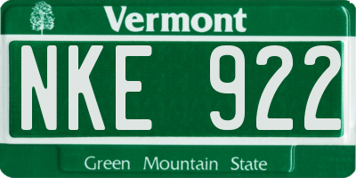 VT license plate NKE922
