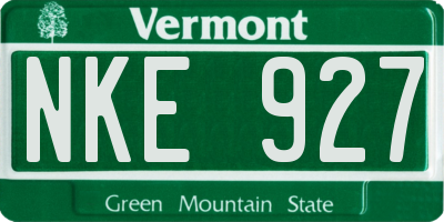VT license plate NKE927