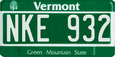 VT license plate NKE932