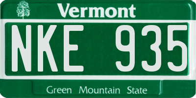 VT license plate NKE935