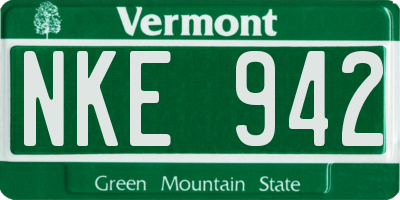 VT license plate NKE942