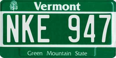 VT license plate NKE947