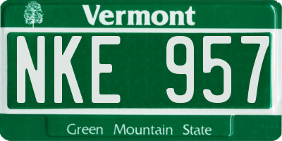 VT license plate NKE957