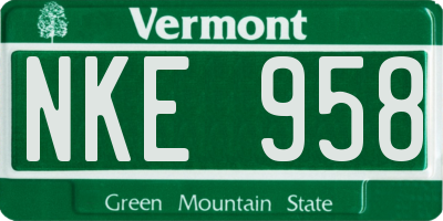 VT license plate NKE958