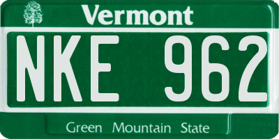 VT license plate NKE962