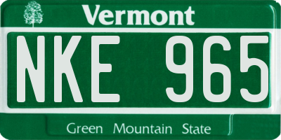 VT license plate NKE965