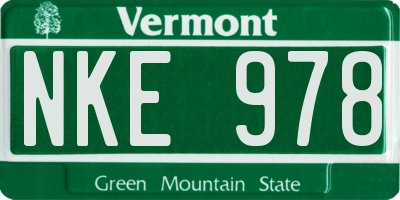 VT license plate NKE978